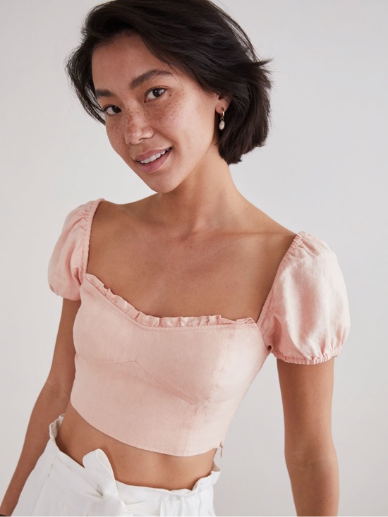 Wilfred Tops - Aritzia Wilfred Wander Linen Blouse Pink Size XS